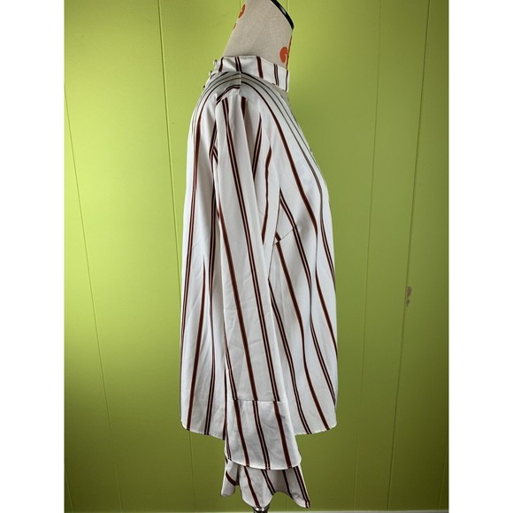 Beau Tissu V-Neck Back Button Striped Long Sleeve Size L Large Women's - Picture 2 of 11